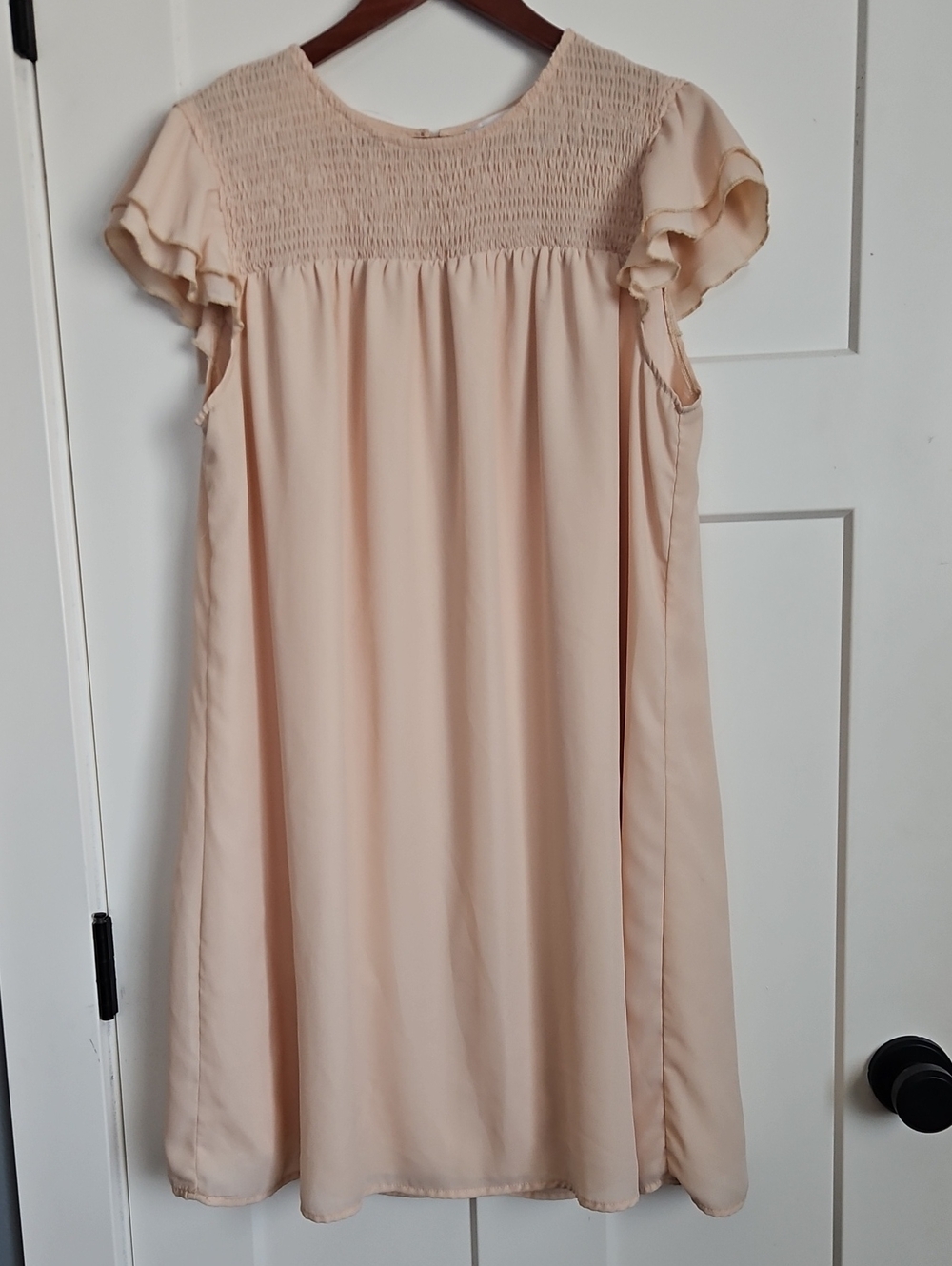 Kirundo Blush Smocked Ruffle Sleeve Dress Size Large